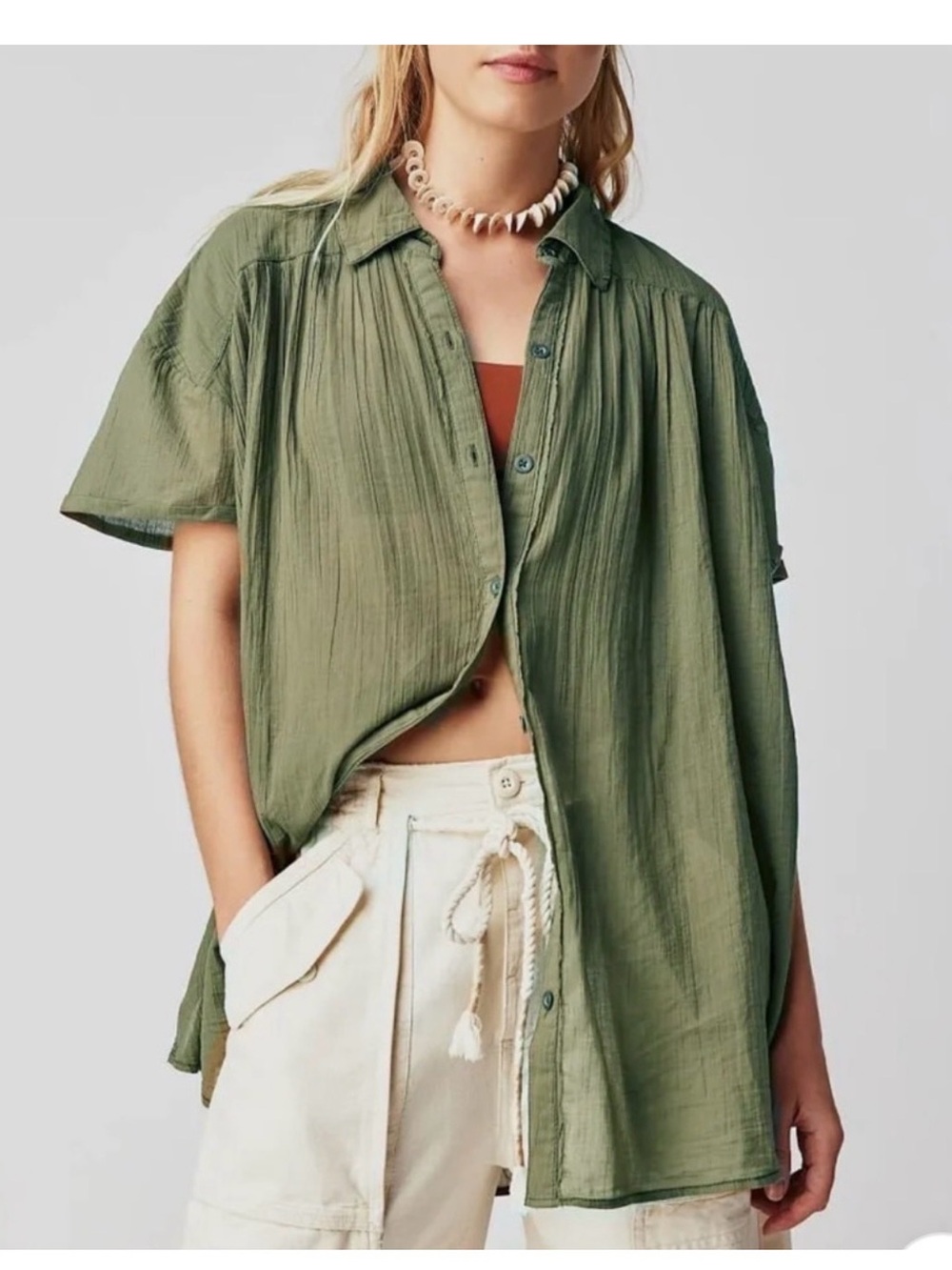 Free People We The Free Float Away button-down shirt size medium